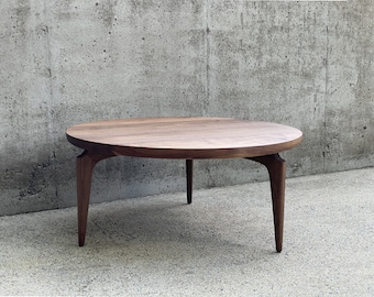 Modern Round Coffee Table with sculpted legs, Solid Wood Table, Custom Table
