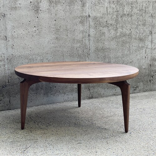 Modern Round Coffee Table with Solid Wood Legs,31.5'' Glass Coffee ...
