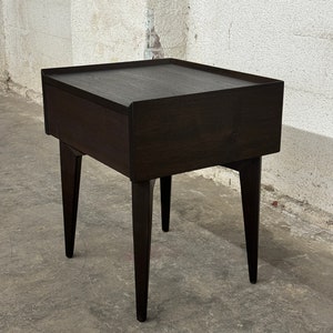 Mid Century Modern Night Stand, End Table, Side Table with tapered legs and drawer image 6