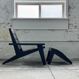 Modern Adirondack Chair with Ottoman: Hardwood Outdoor Lounge Set