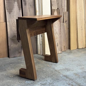 photo of expanding sofa table, made of solid walnut, made in the USA by Marco Bogazzi