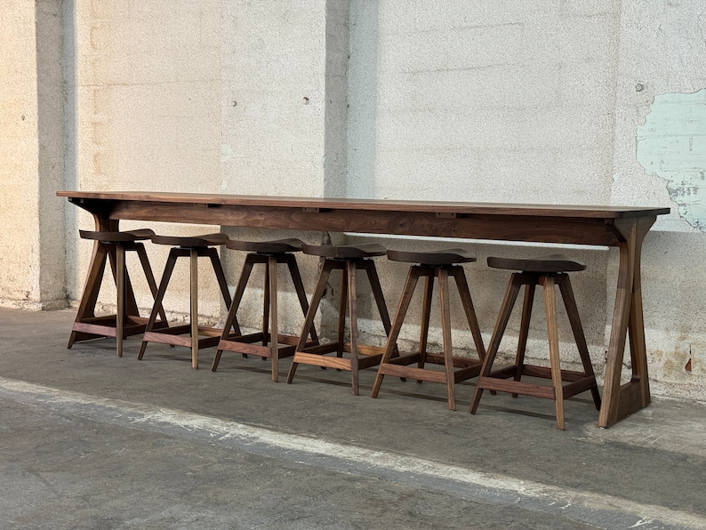 Handmade Drop-Leaf Console Table: Mid-Century Modern Sofa Table, USA made Bild 7