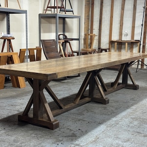 Farmhouse table, trestle table, custom dining table