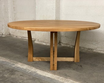 Modern Round Dining Table, Solid Wood Table, Custom Table, Dining Set