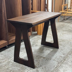 Handmade Drop-Leaf Console Table: Mid-Century Modern Sofa Table, USA made espresso walnut