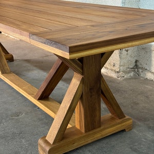 Teak dining table, farmhouse table, trestle table, custom dining table, outdoor table image 3