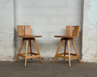 Solid Wood Swivel Bar Stool, Mid-Century Modern Counter Stool, USA made