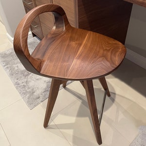 Swiveling Wood Bar Stool, Vanity Stool