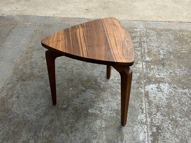 Modern Triangular Side Table, Corner Table, Guitar Pick Table, End Table, Tripod image 4