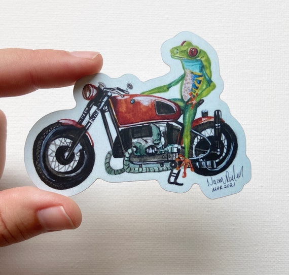Motorcycle Frog Sticker/Matte/Waterproof/Watercolor/Kiss Etsy