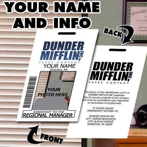 Dunder Mifflin Employee Badge With Lanyard Custom With Your | Etsy