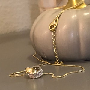 14K GOLD PLATED PAVE Halskette, Kreis Gold Anhänger, Geschenk für sie, zierlicher Schmuck