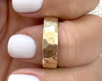 14k Solid Gold Hammered Ring