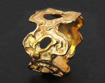 Solid 14K Gold Structural Ring, Abstract Gold Ring