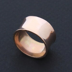 Solid 14K Gold Wedding Ring, Handmade 10.5mm His and Hers Wedding Ring