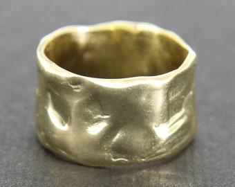 Solid 14K Gold 10mm Wide Band