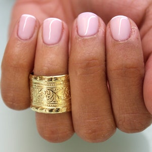 14K Solid White Gold Floral Art Nouveau Wide Vine Wedding Band Ring, 13mm Wide image 6
