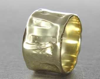 Solid 14K Gold 13mm Wide Ring