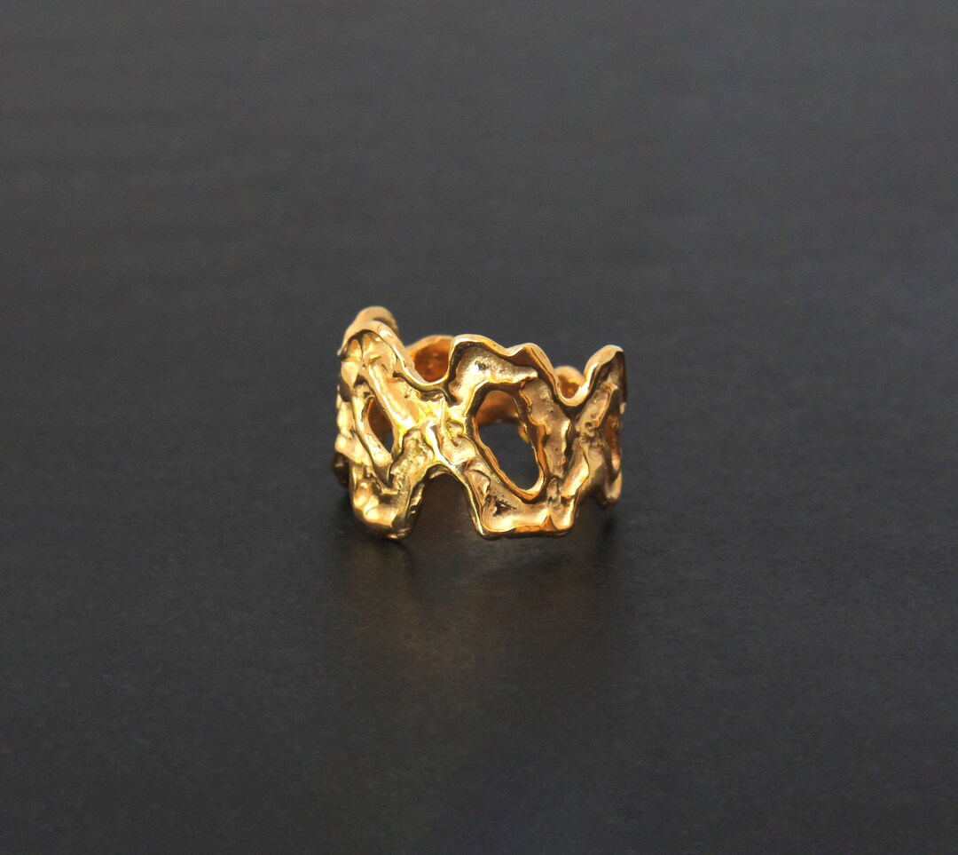 Solid 14K Gold Structural Ring, Abstract Gold Ring - Etsy