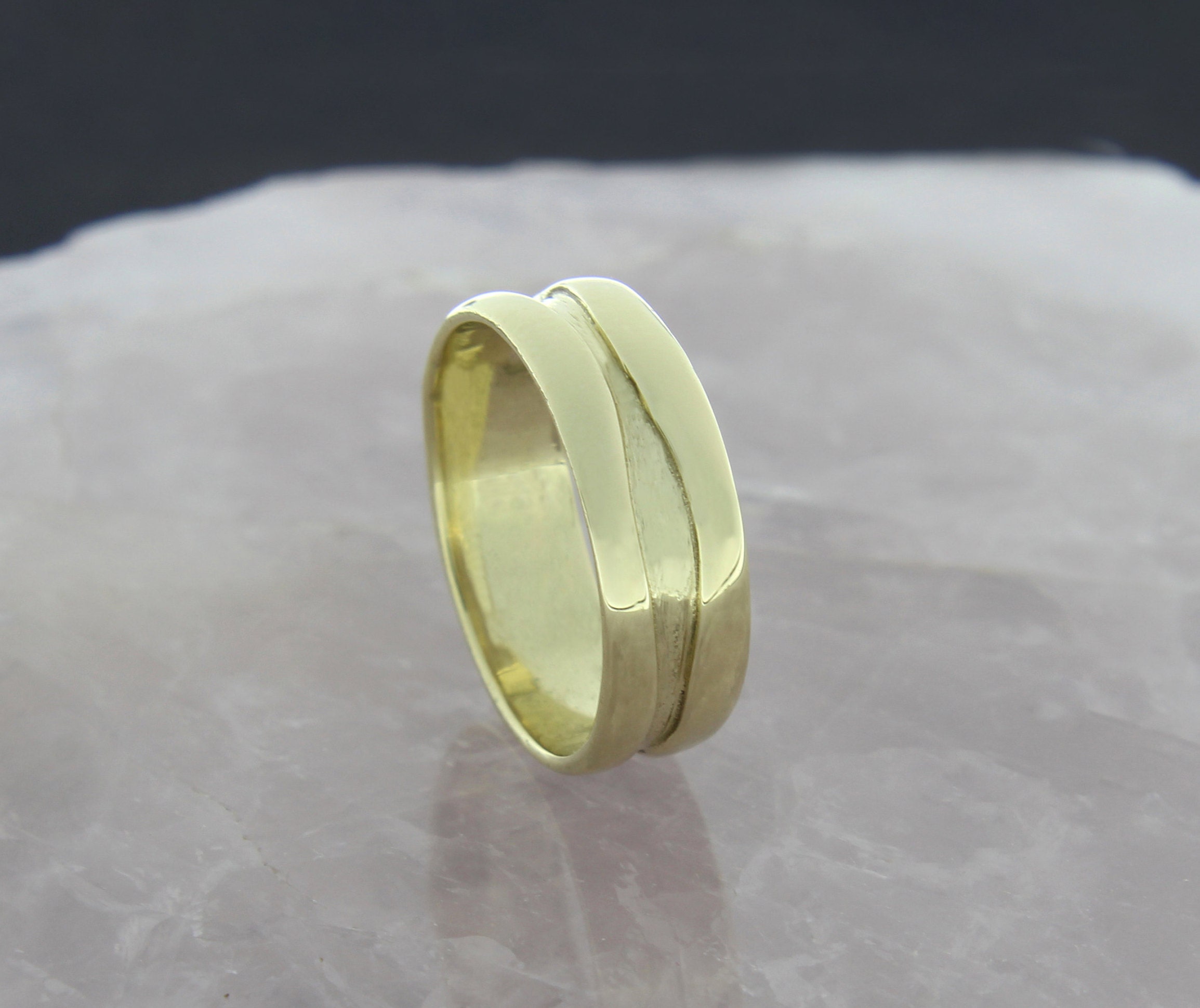 Unisex 14k Gold Wedding Band Premium Contemporary Ring Plain Etsy