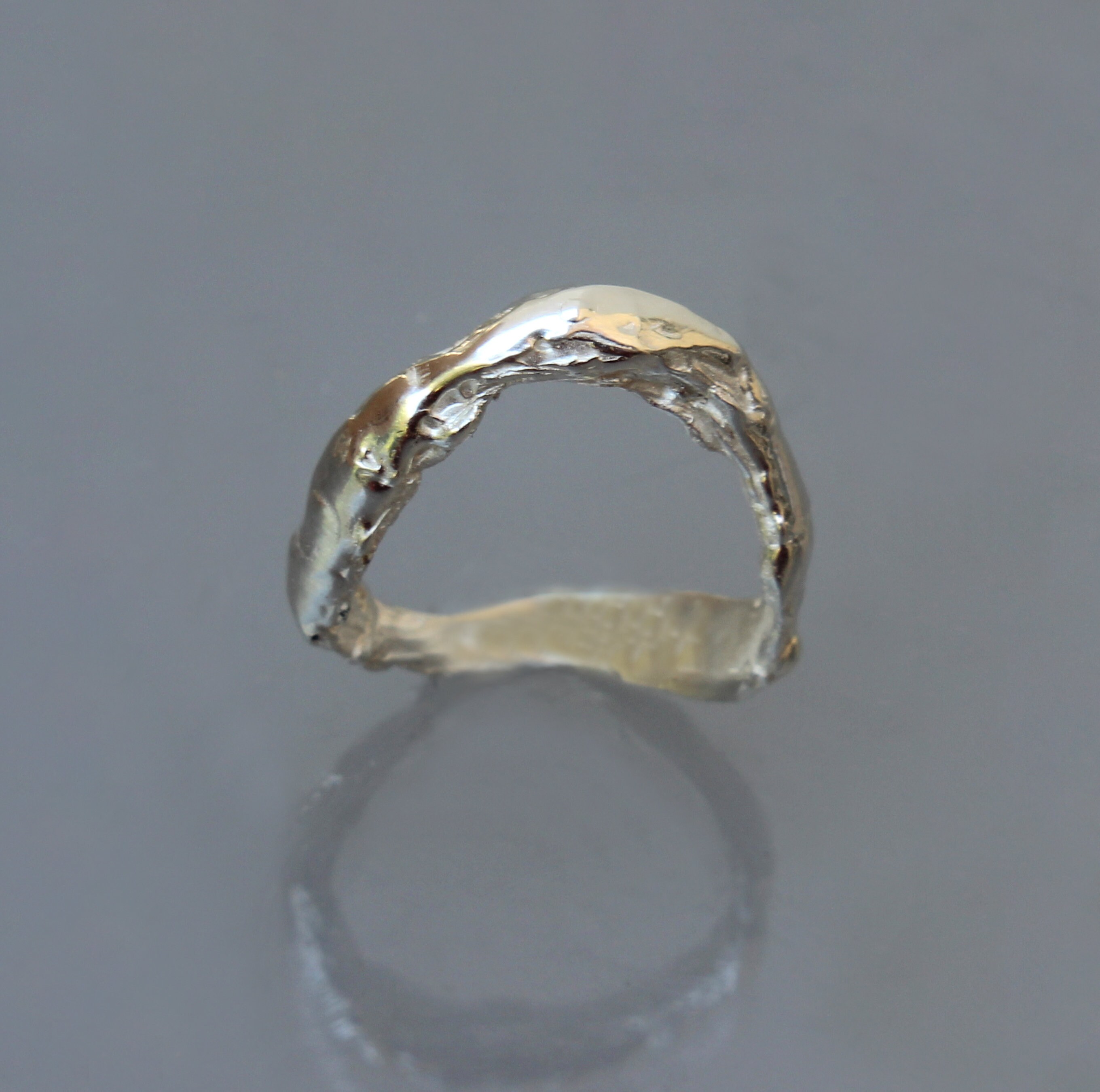 14K Solid Gold Structural Wide Rings Set Abstract Engagement - Etsy