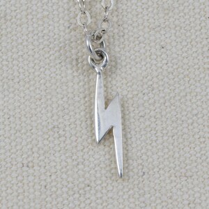 Silver Lightning Bolt Necklace, Electric Bolt Charm Necklace