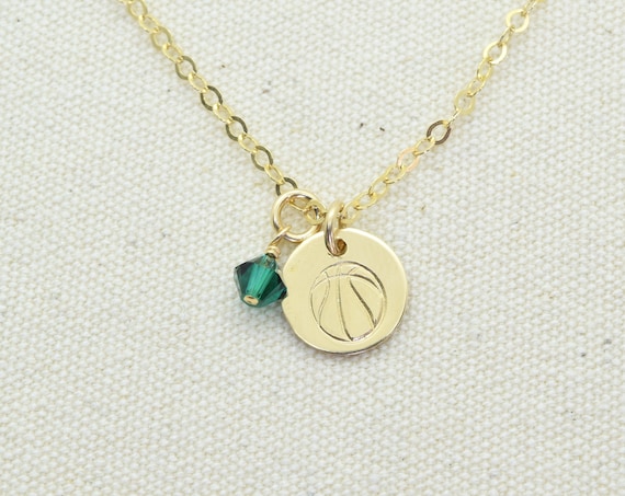 Gold necklace with basketball charm best sale