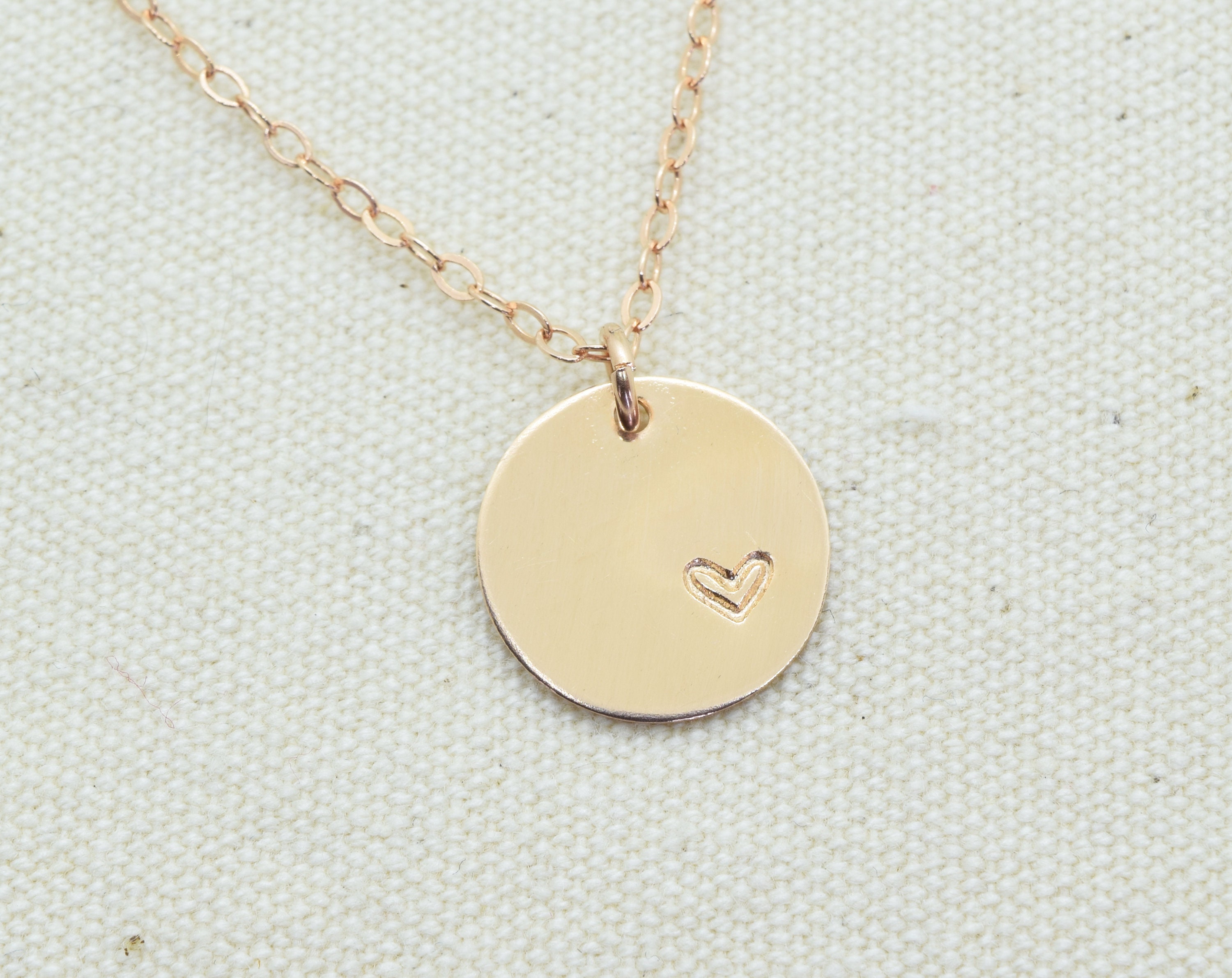 Rose Gold Tiny Heart in a Circle Charm Necklace Tiny Heart | Etsy