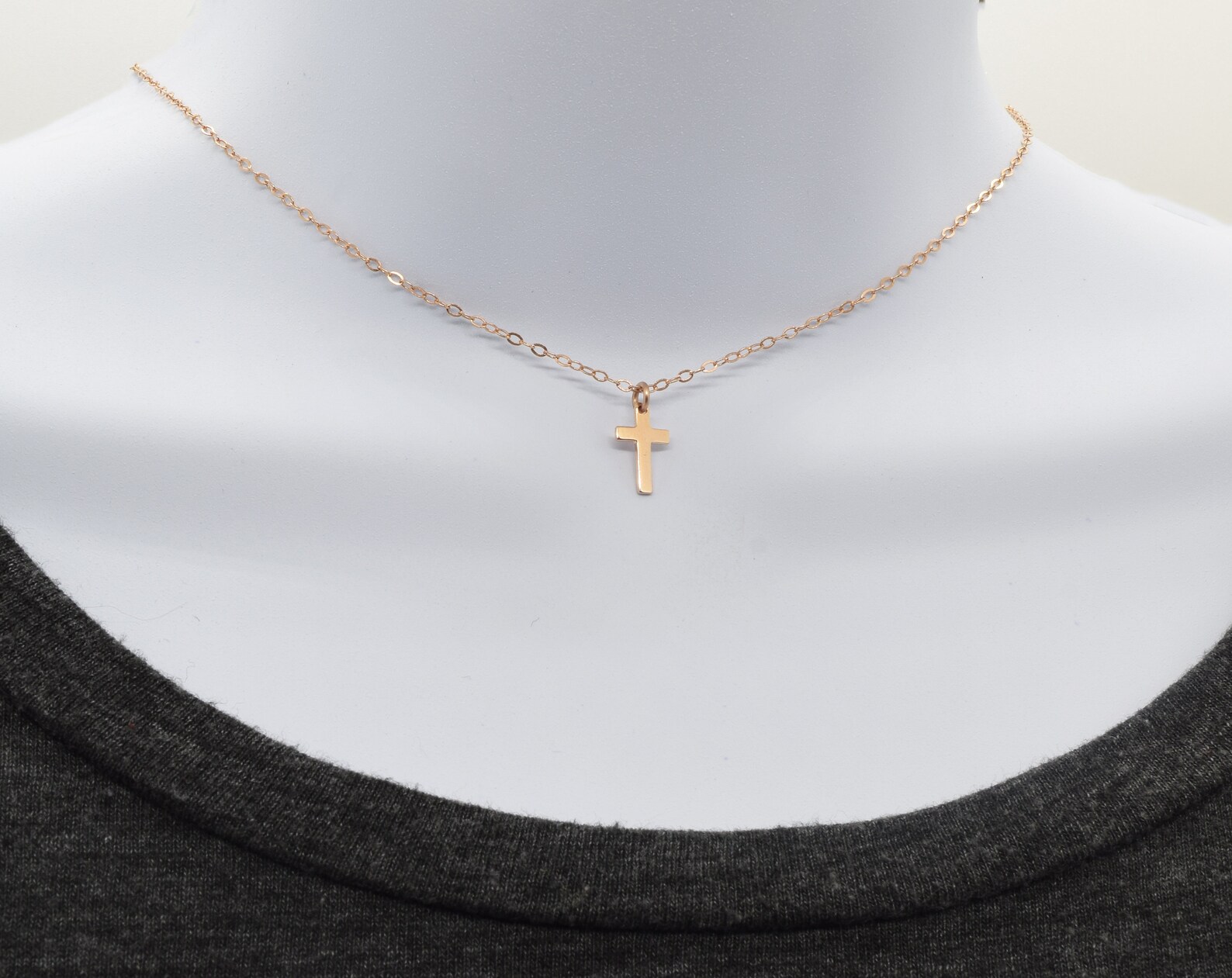 Rose gold small cross necklace Clearance