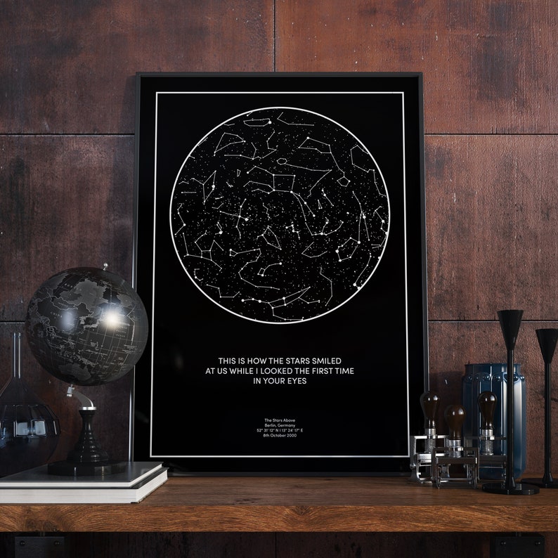 Sternenkarte personalisiert, Sternenhimmel Geschenk, Sterne Jahrestag, Sternenkarte Poster ...