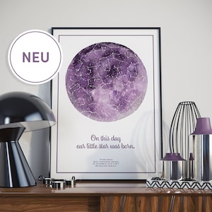 Star Map Cadeau pour la naissance Filles Décoration de chambre pour enfants Ciel étoilé Personnalisé Faire-part de naissance Dates de naissance Cadeau de baptême Anniversaire