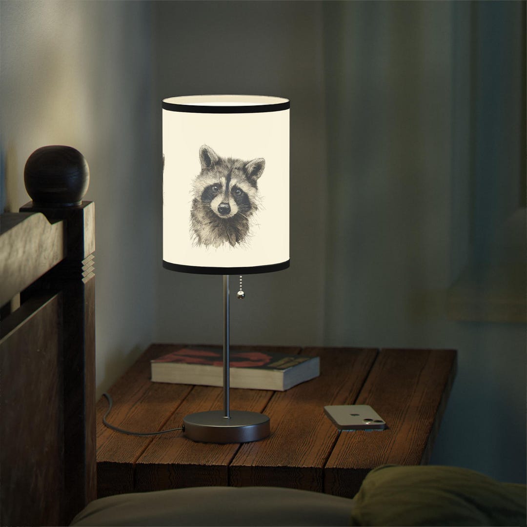 Raccoon Table Lamp | Three Racoons Drawings on Cozy Home Decor, Desk ...