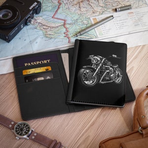 Cubierta de pasaporte de motocicleta vintage - Cartera de pasaporte de viajeros, cubierta de viaje de motocicleta, regalo de graduación, regalo de estudiante