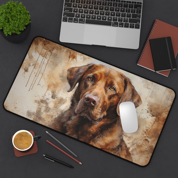 Personalized Chocolate Labrador Retriever Mouse Pad, Dog Art Desk Mat, Chocolate Lab, Gaming Mat, Home Office Decor, Man Gift, Elegant Decor