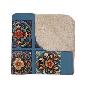 Prussian Blue Scandi StyleTile blanket.