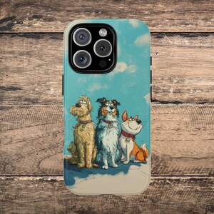 Custom Dog Trio iPhone Case - Choose Your Art 8 Dog Sets (A-H) Special Dog Lover Phone Case Gift, Tough Phone Cover for iPhone 14 - 16