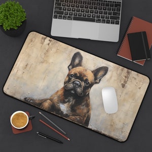 French Bulldog Art Large Mouse Pad, Part of Dog Collection Desk Mats, Gaming Desk Mats, Home Office Mouse Mat, Mens Gift, Elegant Decor