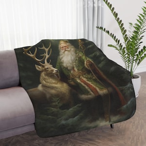 Santa Christmas Blanket, Victorian Woodland Santa, Father Christmas - A Timeless Keepsake, Snuggle Down to Watch Christmas Movies, or a Gift