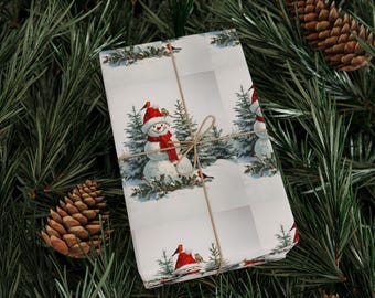 Christmas Wrapping Paper, Festive Holiday Gift Wrap, Snowman Design, Eco-Friendly Gift Wrap, Seasonal Decoration, Christmas Party Supplies