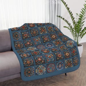 Prussian Blue Scandi StyleTile blanket.