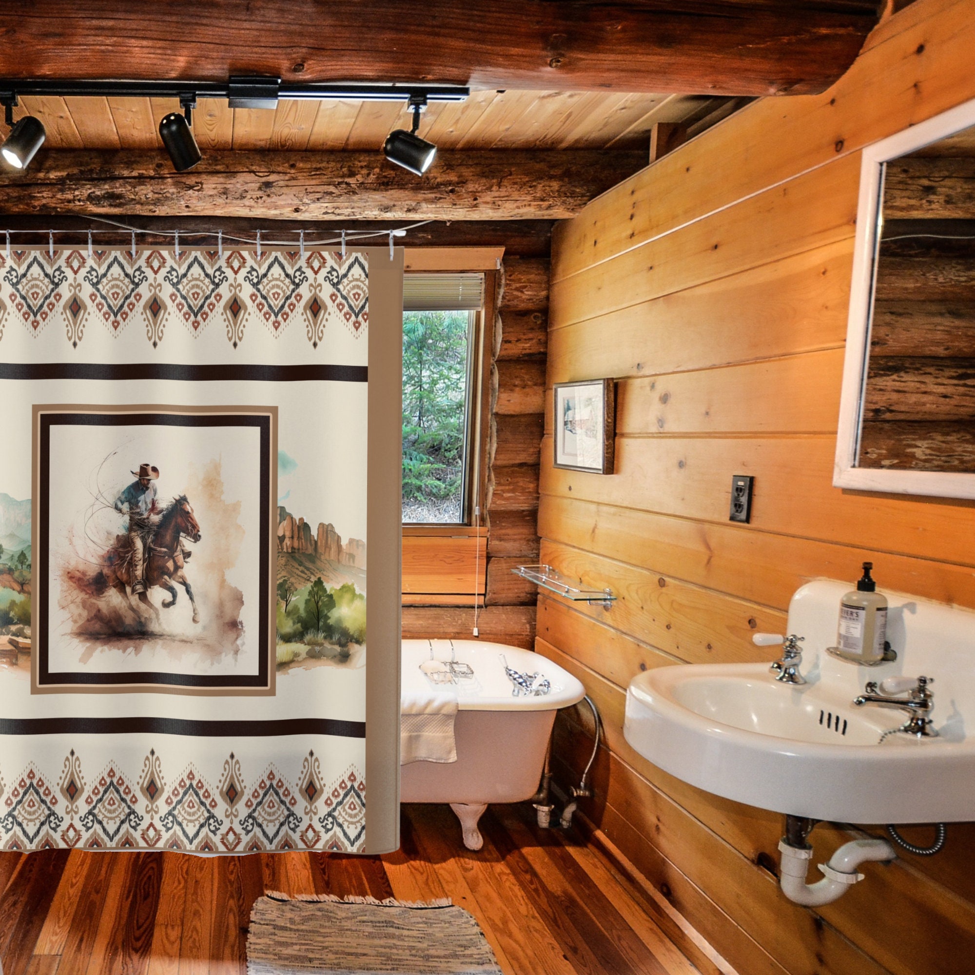 Western Cowboy Shower Curtain, Wild West Cowboy Horse Bathroom Decor,  Cowboy Decor for the Horse Loving Western Theme Home, Rustic - Etsy, image size:2000x2000