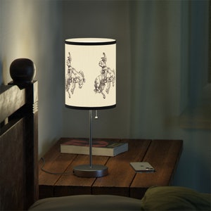 Rodeo Cowboy Bronco Rider Line Drawing Lamp, Horse Back Rider, Bucking Horse Art, Boys Bedroom, Living Room Home Decor, Horse Lover
