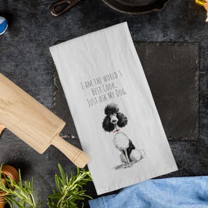 Funny Dog Tea Towel Collection, Worlds Best Cook, Sarcastic fun Art, Kitchen Decor, Wedding, Housewarming Gift for Dog Owners Towel