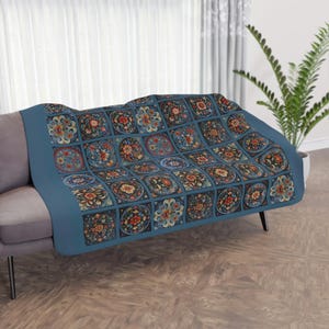 Prussian Blue Scandi StyleTile blanket.