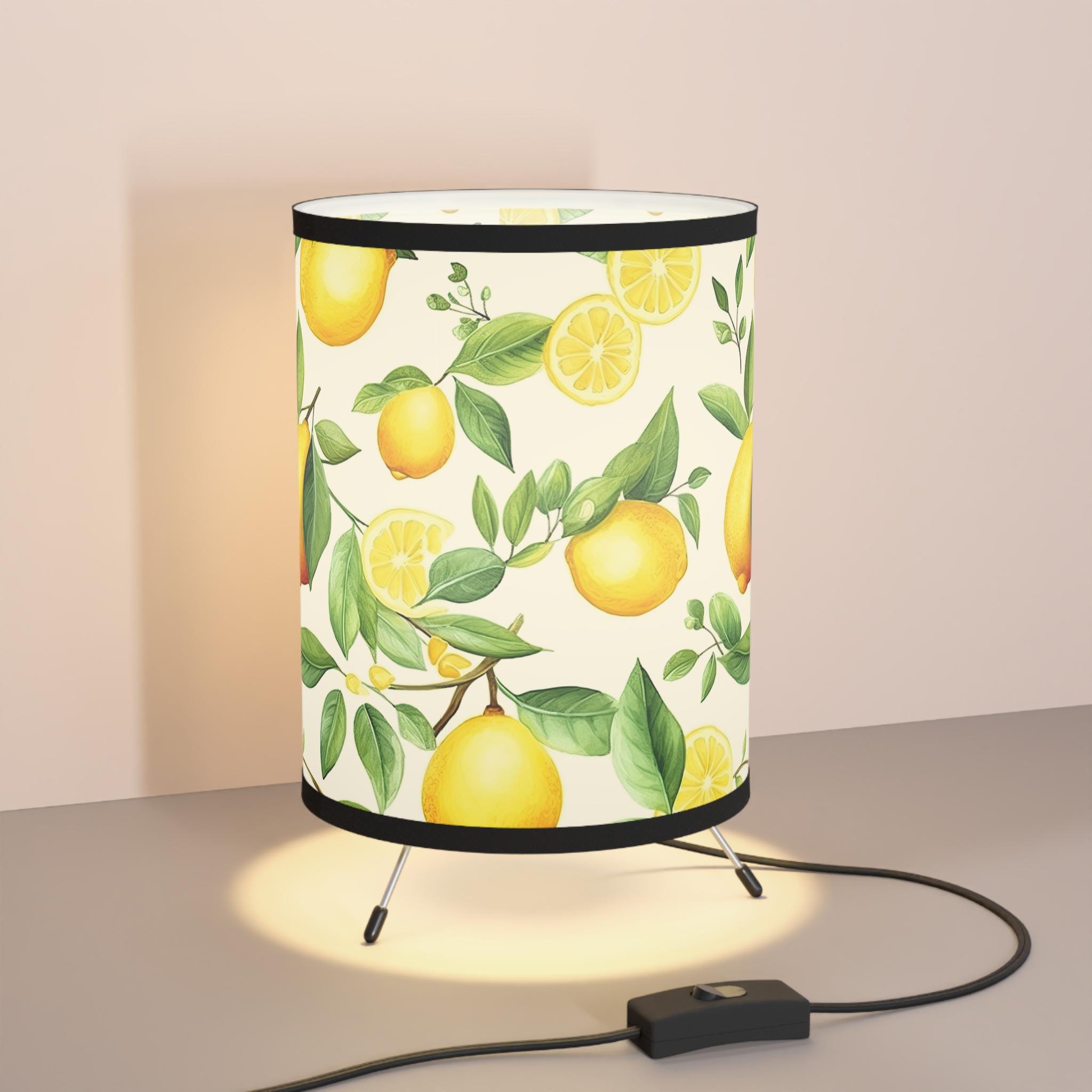 Lemon Print Kitchen Counter Top Tripod Lamp - Brighten Your Space, Decorative Lighting, Home Decor, Gift for Her, Spring Decor, Lemon Lovers