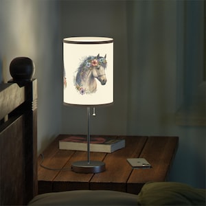 Horse Head Lamp, Perfect Girls Room Fantasy Floral Pony Head Design Accent Lamp, Fancy Ladies Accent, Equine Desk Lamp, Office light