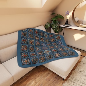 Prussian Blue Scandi StyleTile blanket.