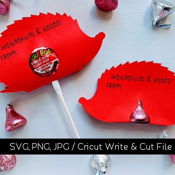 Lollipop Holder SVG Cut File, Candy Holder SVG, Valentine Card SVG, Hedgehog Valentine Cards for Kids, Cricut Valentines Card Svg Cut File