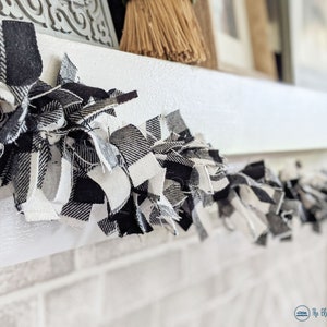 Buffalo Plaid Fabric Garland: Farmhouse Christmas Mantel Decor