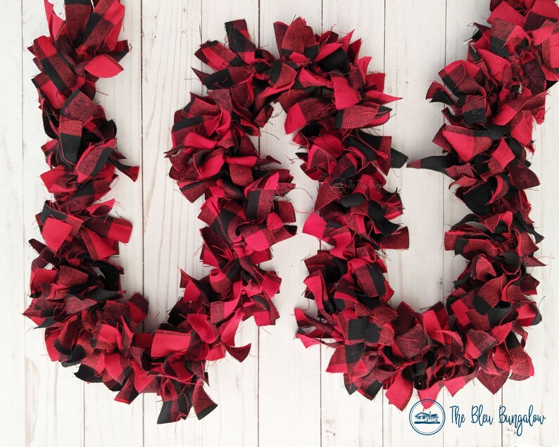 Red and Black Buffalo Plaid Garland Christmas Rag Garland Etsy